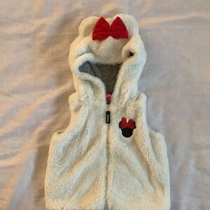 Disney Minnie Mouse Vest Kids Faux Fur 18 Months Red Bow